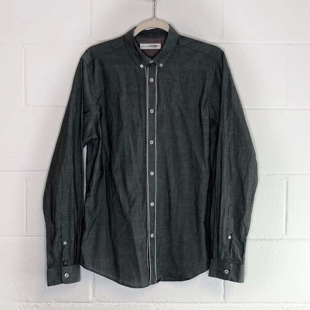 Plectrum By Ben Sherman Dark Gray Button Down Shirt